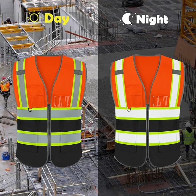 BeautyWill Custom Logo Safety Vest Class 2 High Visibility Reflective Vest for Men - Personalized Logo Team Vest