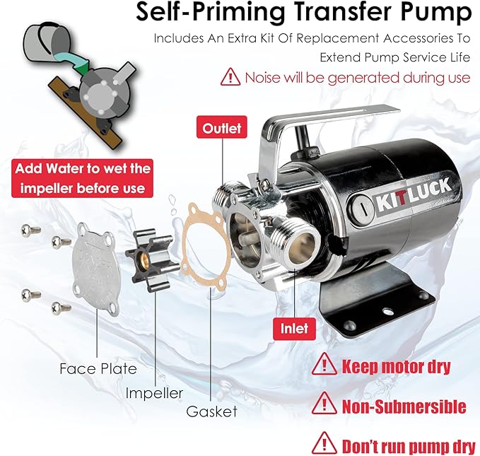 Water Transfer Pump, 115V 1/10HP 330GPH Utility Water Pump Electric With 6ft Suction Hose Kit, Portable Small Water Pump For Pool Draining, Removing Water From Rain Barrel, Aquariums, etc.