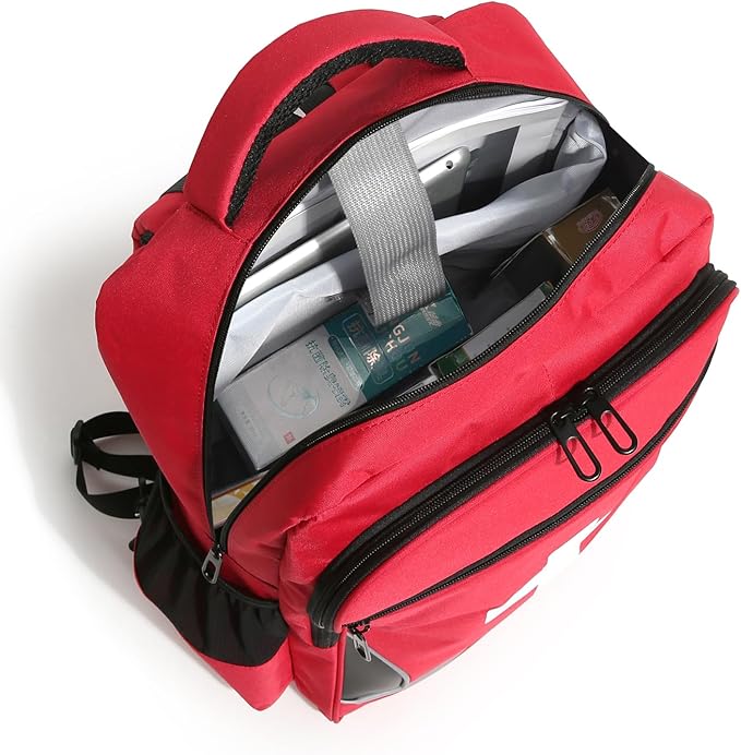 First Aid Medical Backpack Empty Nurse Treatment First Responder Trauma Bag for Camping Cycling Hiking Paramedic Bag EMT (Star of Life)
