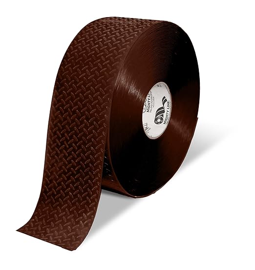 Mighty Line 4" Anti-Slip Solid Color Floor Marking Tape for Safety, Caution, Warning, Flooring, Heavy-Duty, Peel and Stick, Adhesive, Industrial Quality, 100' Roll, Brown