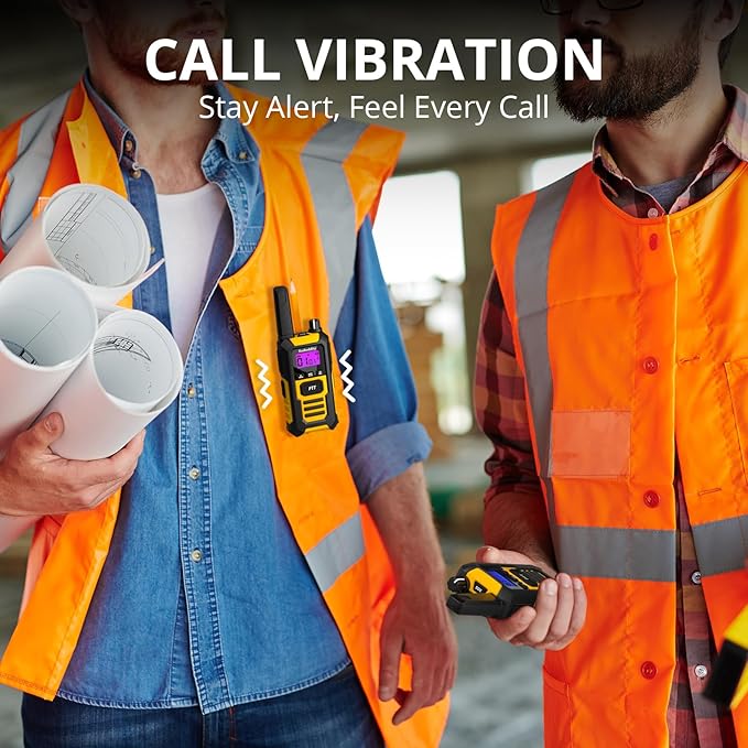 Radioddity HD-1 IP67 Waterproof Floating Heavy Duty Walkie Talkies, Long Range Two Way Radio with 2400mAh Battery, One-Key Group Call, Vibrate Alert, SOS, Dual PTT for Hunting Road Trip, 2 Packs