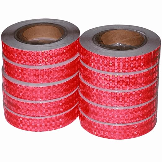 Red Reflective Tape Outdoor Waterproof 1 inch Wide for Trailer, High Visibility Safety Warning Adhesive Strips (66 feet, 10 Rolls)