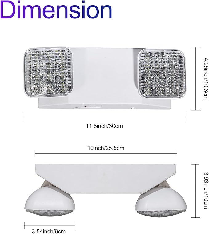 CM MZY Emergency Lights with Battery Backup,Commercial Emergency Light,Two Adjustable LED Light Head Emergency Lighting Fixtures,120V/277V AC, UL Certified,1 Pack