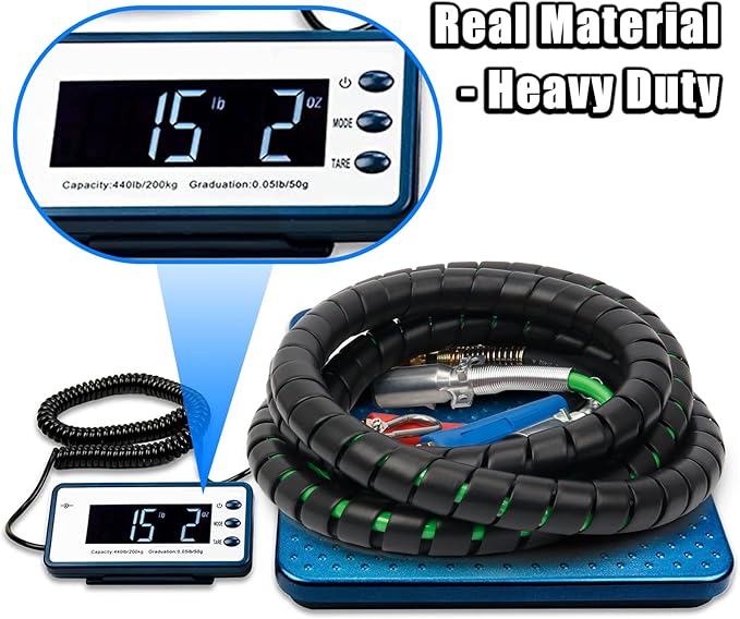 15ft 3 in 1 ABS & Power Air Hose Kit, Wrap 7 Way Electric Line Rubber Air Lines for Tractor Trailer Semi Truck
