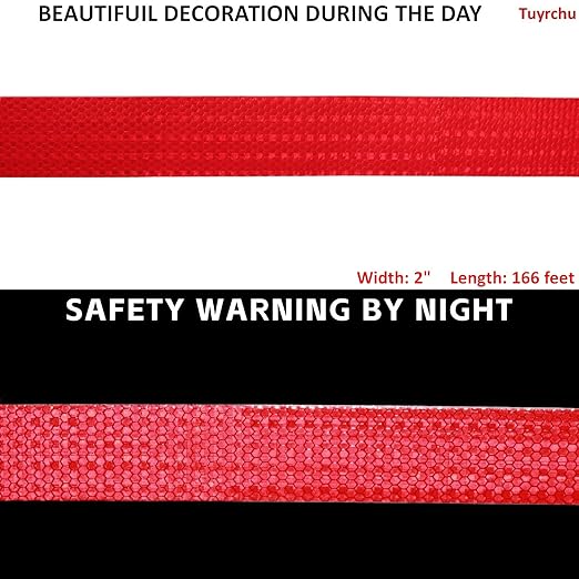 Red Reflective Tape Outdoor Waterproof 2 inch Wide for Automobile, High Visibility Safety Warning Adhesive Stickers Strips (166 feet)