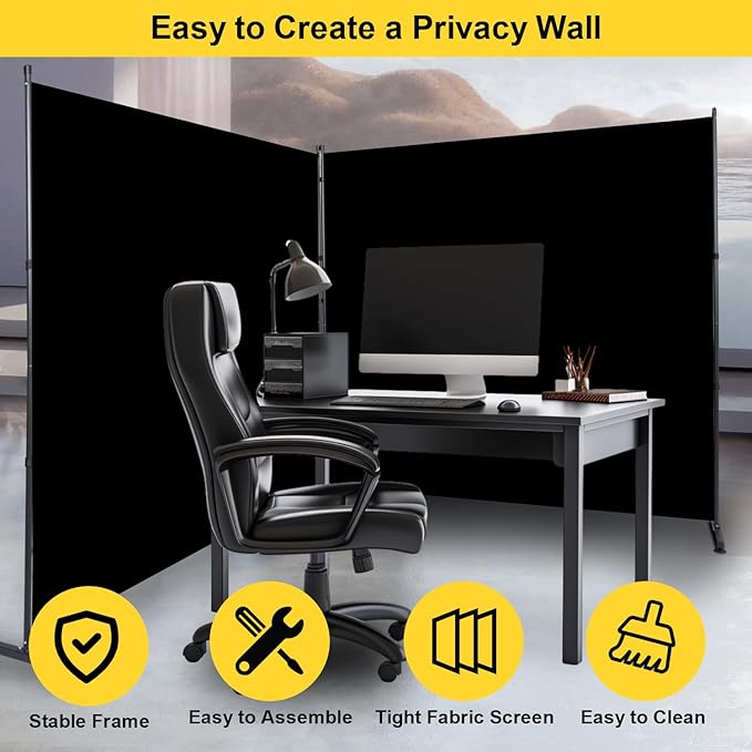 Room Divider 6FT Single Panel Privacy Screen, 71'' Wide Fabric Indoor Room Divider Wall Divider for Room Separation, Portable Room Partitions and Dividers Freestanding Temporary Wall Room Separators