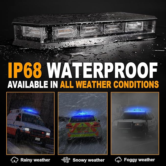 ASPL 16.5 Inch Roof Top Beacon Emergency Strobe Light 56 LED Magnetic Warning Caution lights bar Traffic Hazard Plow Light for Trucks Vehicles Construction Snowplow (Blue)