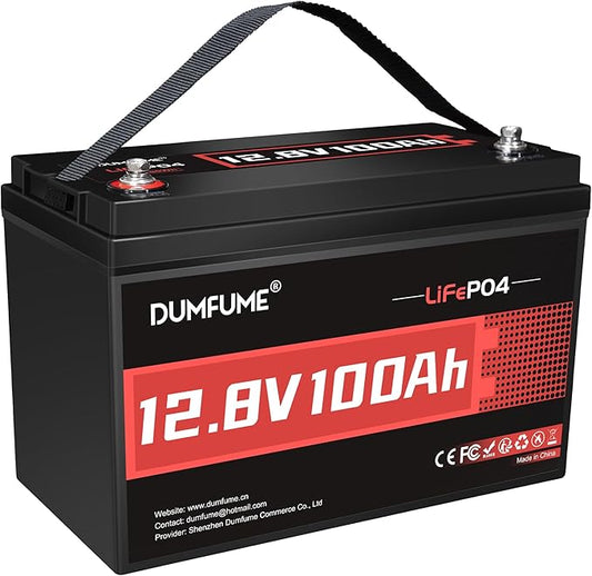 12V 100Ah LiFePO4 Lithium Battery, Built-in 100A BMS, 1280Wh, Up To 6000+ Cycles, Ideal For RV, Solar Off-Grid Systems, Home Energy Storage