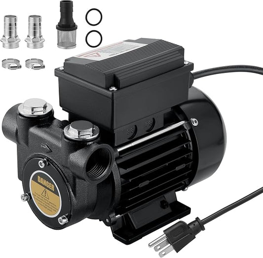 110V AC Diesel Oil Transfer Pump, 15GPM 60L/min, Self Priming Fuel Transfer Pump, Overheat Protection, Suitable for Diesel Kerosene Biodiesel Oil Mineral Oil.