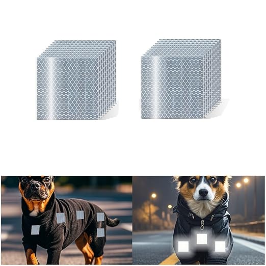Non Fading White Reflective Stickers 2 inch X 2 inch, Outdoor Waterproof High Visibility Warning Safety Adhesive Reflector Tape (20 Pcs)