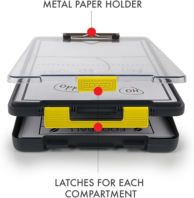 Dexas Clearview Clipcase Clipboard, 13.75 x 9.5 in, Gray/Yellow. See Papers Clearly Outdoors, Stay Organized & Dry. Ideal for Coaching, Teaching, homeschooling, Art, Trades & Medical pros(Pack of 6)