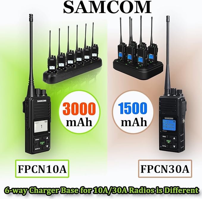 SAMCOM FPCN10A 6 Way Multi Unit Charger Battery Gang Charger for FPCN10A Two Way Radios Walkie Talkies, Six Way Charging Base Bulk Bank with Power Adapter (Radios Not Included)