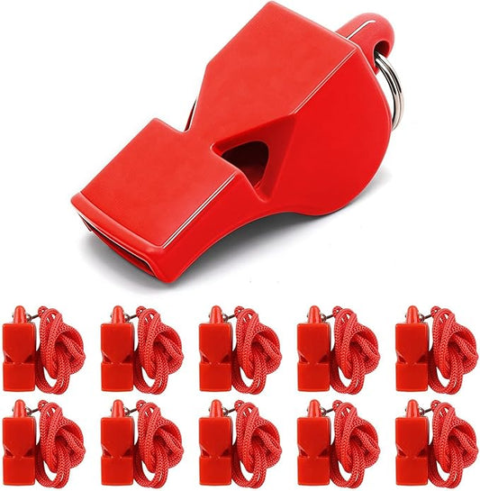 Emergency Whistles with Lanyard Red Safety Whistle for Lifeguard Outdoor Emergency Camping Hiking Boating Loud Signaling Whistles