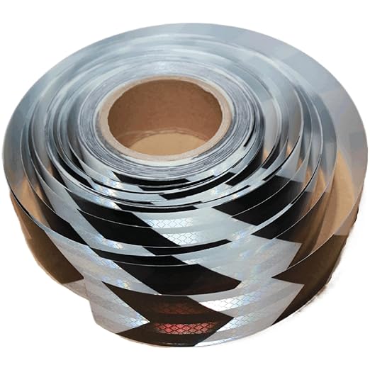 Black White Reflective Tape Outdoor Waterproof 2 inch Wide for Cars, High Visibility Safety Warning Sticker Strips (168 feet)