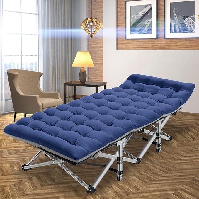 Slsy Oversized XXL Folding Camping Cot for Adults with Pad, Padded Portable Sleeping Cots, Camp Bed with Carry Bag for Outdoor Travel, Beach, Hiking
