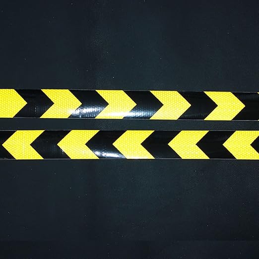 Reflective Tape Yellow Black 2 Inch x 68 Feet, Outdoor Waterproof Warning Reflector, Night Safety Stickers for Bicycles