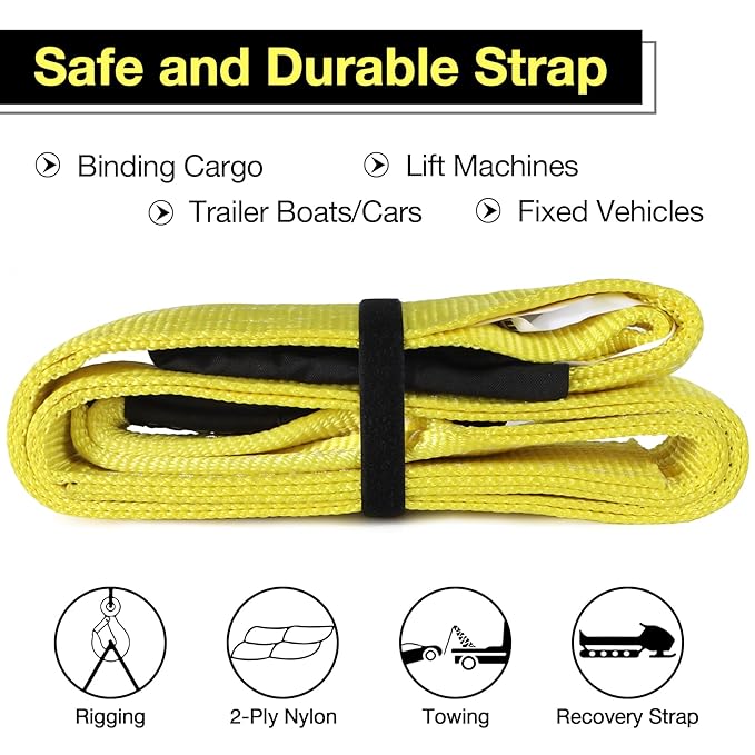 Lift Sling Straps,3"x 12' 2-Ply Heavy Duty Flat Eye Lifting Sling Straps, Lift Strap for Hoist Tow Rigging Securing Moving, Web Winch Strap for Trailer, Truck 9000 Vertical, 7300 Choker, 18000 Basket