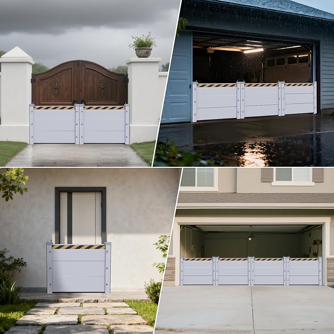 Flood Barriers for Garage Door & Home Entry, Heavy Flood Protection Barrier, Quick Installation, Reusable, Stackable, Aluminum Flooding Panels Blocks Can block water levels up to 4ft (H 55" L 8ft)