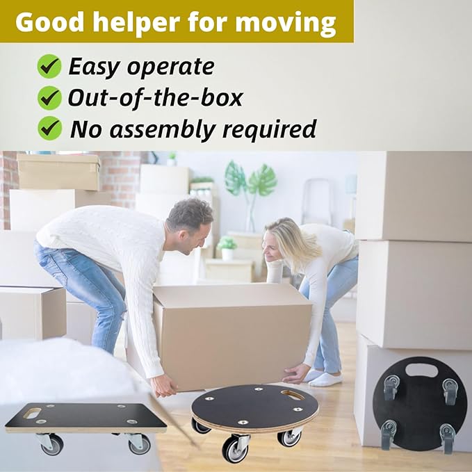 Furniture Moving Dolly 12.4 Inch Mini Size Movers Pylwood Hardwood Mobile Roller 440 lbs Capacity Home use Flat Furniture Cart with 4 Wheels (2 Packs)