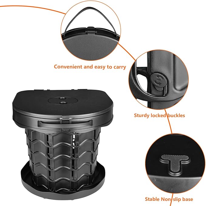 Boreeman Portable camping Toilet, Foldable and Height Adjustable, Load Capacity 400lbs, with Carrying Handle, Perfect for Camping, Travel & Car Use