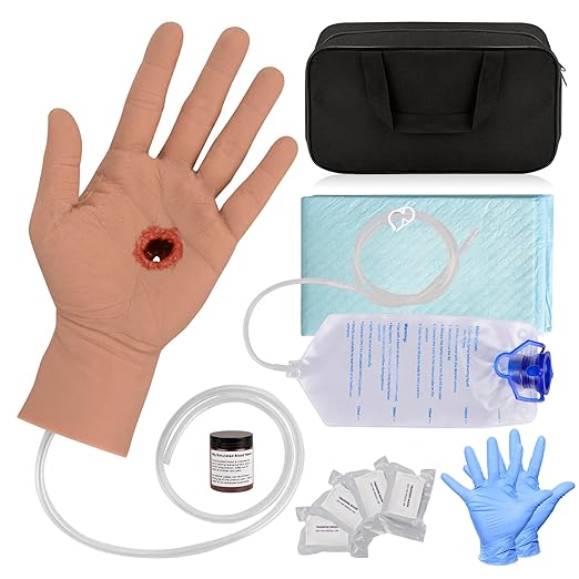Hand Wound Packing Trainer Kit,GSW Through, Stop The Bleed Training, Bleed Control Kit for Medical Classes - Medium