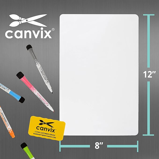 Magnetic Dry Erase Whiteboard for Refrigerator – Magnetized, Removable, Residue-Free Art and Memo Board for Family, Kids, Home, and Office – Magnetic Markers & Eraser Included (12 x 8 Inches)