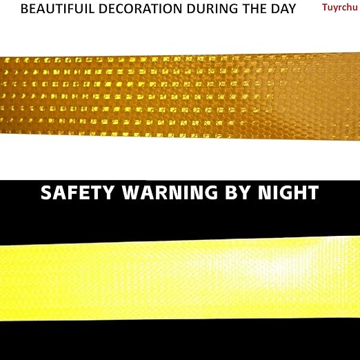 Industrial Reflective Tape Yellow 3 inch for Bikes, Outdoor Waterproof High Visibility Safety Adhesive Stickers Strips (66 feet, 5 Rolls)