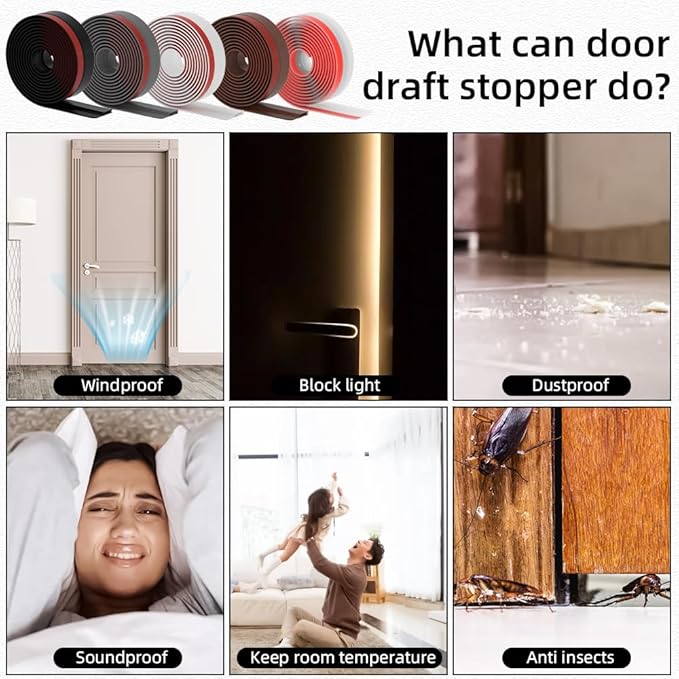 Door Draft Stopper for Bottom of Door, Adjustable Weather Stripping Door Seal for Cold Insulation, Under Door Sweep for Exterior & Interior Doors, Door Bottom Seal Blocker Noise (78inch,Brown)