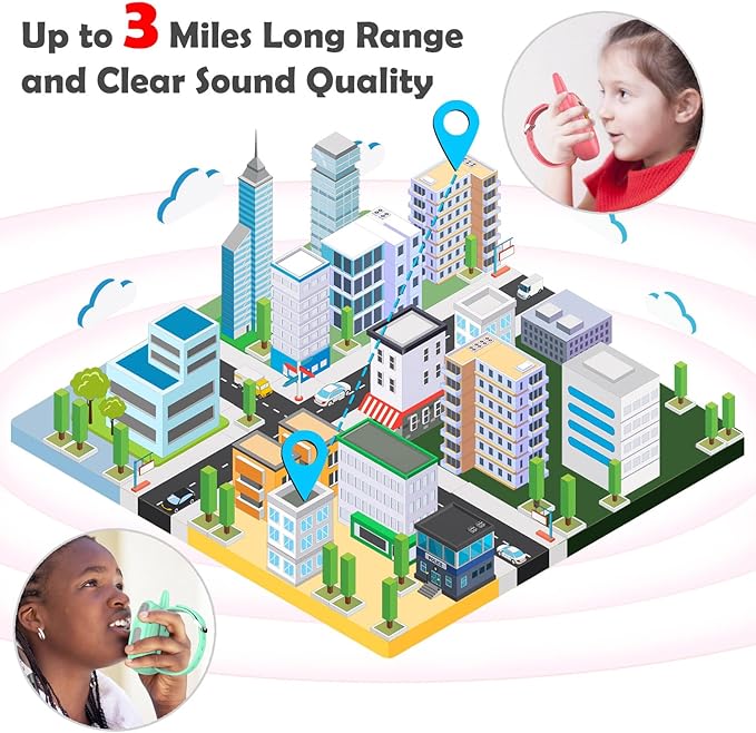 Qniglo Walkie Talkies for Kids, Rechargeable walkie Talkie Watch for Kids，3-Mile Range, 7-Day Standby, VOX， Backlit LED Screen， Great Gift for Girls and Boys Ages 3-12 (2-Pack)