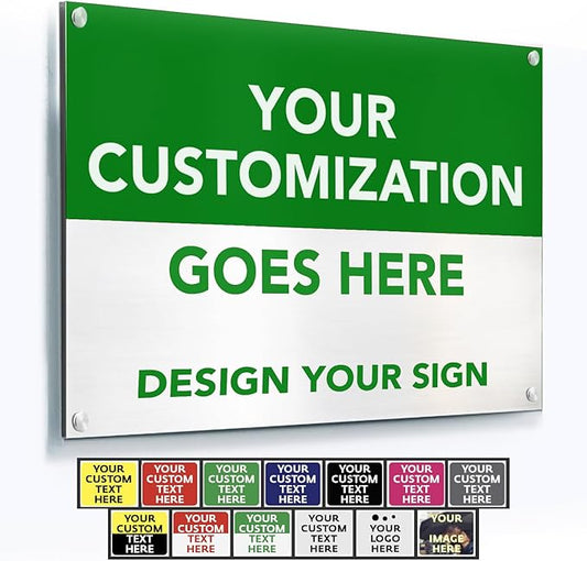 Custom Outdoor Metal Signs, Personalized Aluminum Signs, Customized Safety Signs, Metal Business Signs, Waterproof Outdoor Business Signs, White Aluminum (Green & White, 18x12 In)