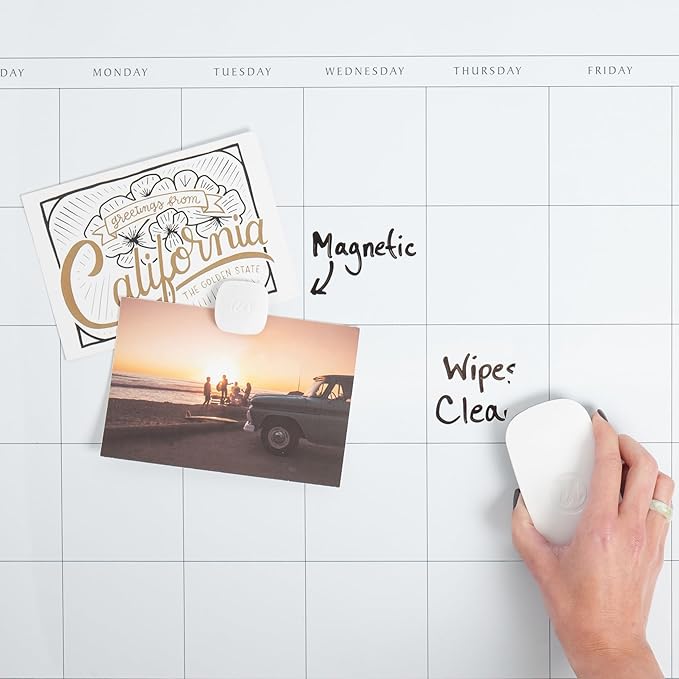 U Brands Magnetic Dry Erase Calendar White Board, 16" x 20", Silver Aluminum Frame, Includes Magnet and Marker