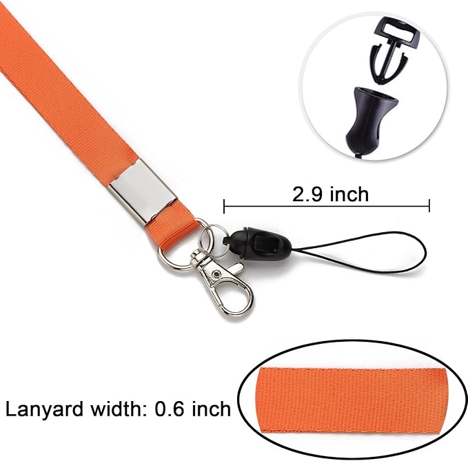 YOUOWO Lanyard with Badge Holders 10 Pack 10 Colours Neck Office Lanyards for Key Kids ID Name Badge USB Stick Whistles,Grey Purple Black Blue Green Orange
