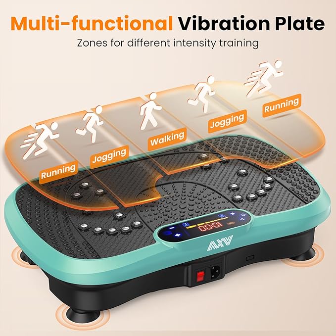 AXV Vibration Plate Fitness Platform Exercise Machine Vibrating Shaking Full Body Shaker Workout Vibrate Stand Shake Board Sport Gym for Weight Loss Fat Burner for Women Men