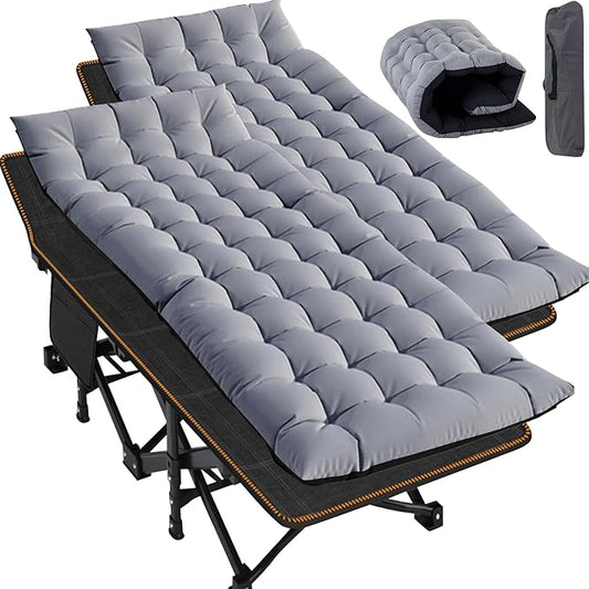 Slsy Oversized XXL Folding Camping Cot for Adults with Pad, Padded Portable Sleeping Cots, Camp Bed with Carry Bag for Outdoor Travel, Beach, Hiking