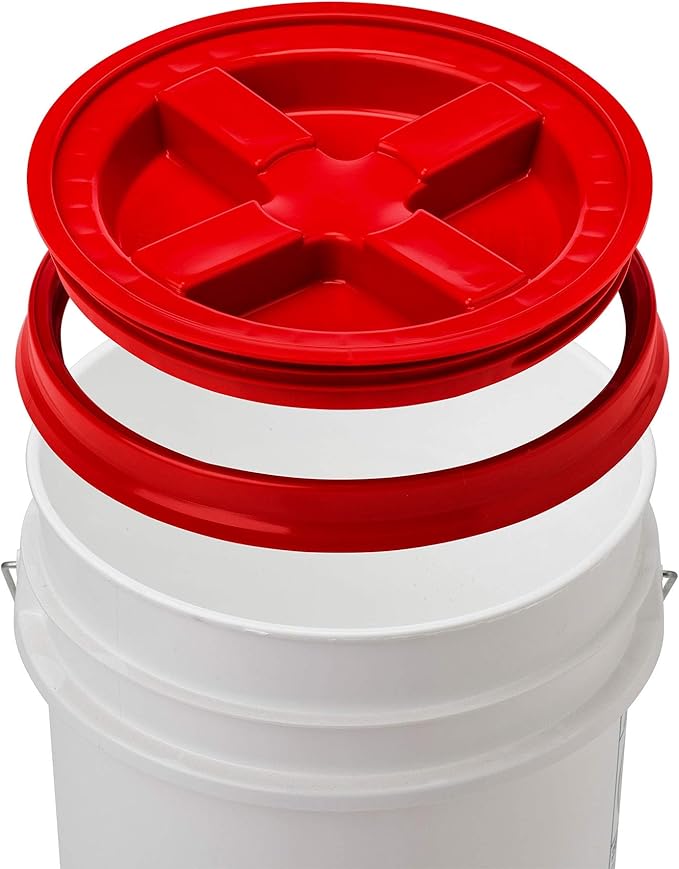 House Naturals 5 Gal Food Grade, BPA Free, Made in USA Yellow Bucket Pail with Screw on Airtight lid, (Pack of 3)
