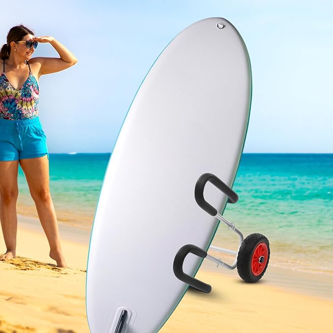 Kayak Cart, Heavy Duty Folding Canoe Transport Trolley with 10" Solid Wheels for Beach, 176lbs Capacity Carrier Stand Up Paddle Surfboard Trolley for 2 Kayaks, SUPs, Surfboards & Small Boats, Black