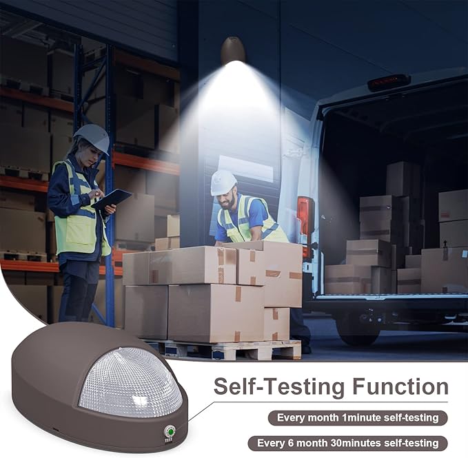 Outdoor Led Emergency Light with Battery Backup Photocell Sensor Self Test Diagnostics, Aluminum Exterior Waterproof Commercial Wall Pack Emergency Lighting Fixtures 120-277VAC UL Certified (2 Pack)