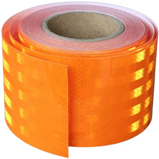 Non Fading Reflective Tape Orange Outdoor Waterproof 4 inch Wide, High Visibility Safety Warning Reflector Sticker Strips (68 feet)