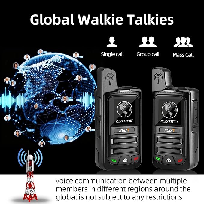Lifetime Free Global Rapid Walkie Talkies Unlimited Range Nationwide PTT 4G LTE PoC Long Range Two Way Radios Long Distance 5000 Miles Professional for Family,Outdoor,Logistics (5 Pack with SIM)