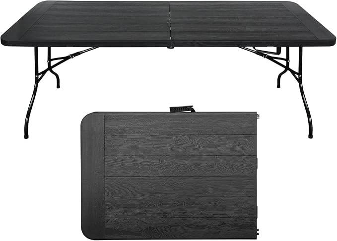 Folding Table, 4FT/6 FT Foldable Table with Carrying Handle, Steel Legs Heavy Duty Portable Utility Table for Party, Dining, Wedding, Events, Picnic Indoor, Outdoor, Camping