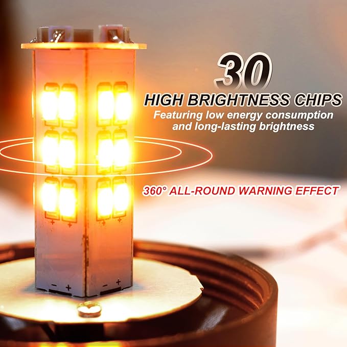 2PCS LED Warning Beacon Lights, 30 LED Amber Mini Flashing Strobe Lights, Emergency Caution Safety Warning Lights for Trucks, Vehicles, Forklift, Postal Car, Tractor, Golf Carts, ATV, Tow, UTV