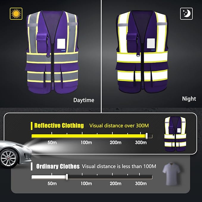 AYKRM Custom Logo Personalised Printed High Visibility Reflective 2 two tone work construction Safety Vest