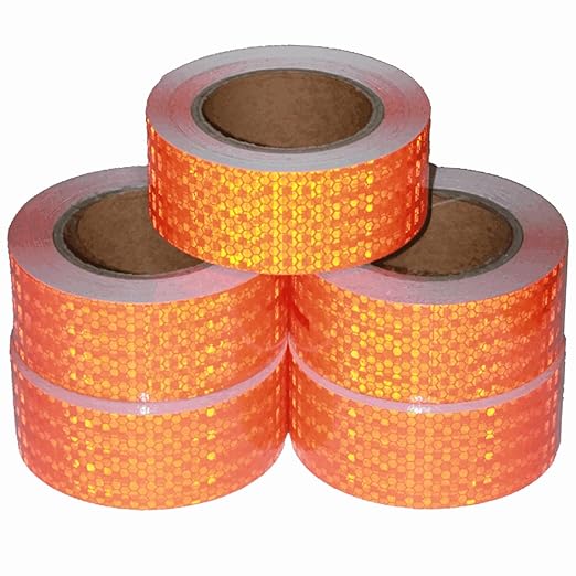 Industrial Reflective Tape Orange 2 inch Wide, Outdoor Waterproof High Visibility Safety Warning Adhesive Strips (66 feet, 5 Rolls)