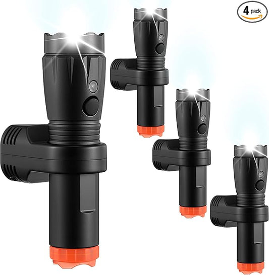 4 in 1 Plug in Emergency Flashlight Rechargeable LED Night Light with Motion Sensor for Power Outage Home Safety Portable Work Light Removable Torch for Camping and Indoor Use (4 Pack)