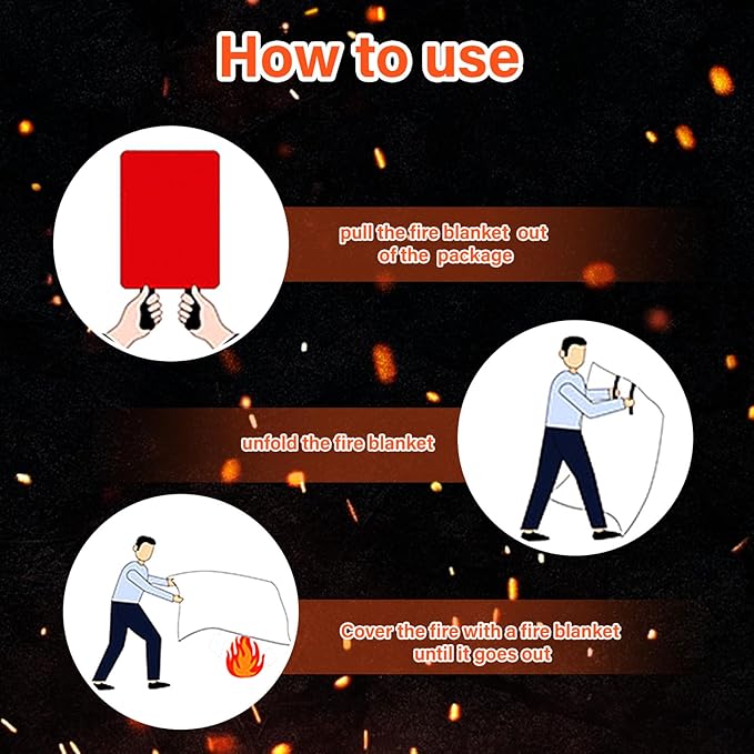 Jerify 15 Pcs Fire Blanket - Fiberglass Fire Emergency Flame Retardant Safety Fireproof Safety Suppression Cover Blanket for Kitchen, Home, Car and Office - 39 x 39 Inch (Orange)