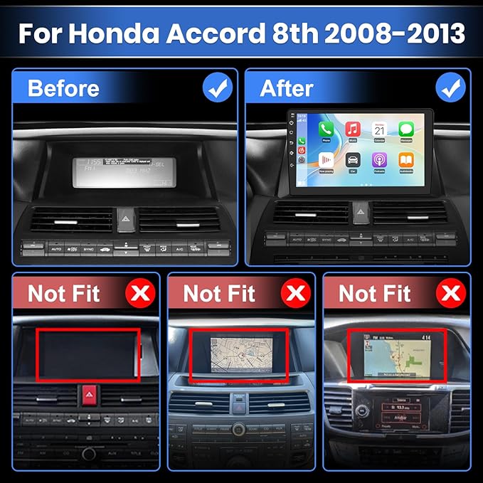 Android 13 Car Radio Stereo for Honda Accord 2008-2013, 10.1 Inch Touch Screen with SWC AM FM WiFi GPS DSP BT with Backup Camera 2GB+64GB