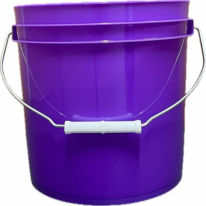 House Naturals 2 Gallon Purple Food Grade BPA Free Made in USA Bucket with Screw On Lid - Pack of 3 (Purple, Gray, Black, Black lids)