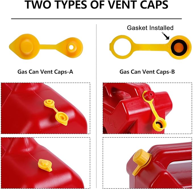 Gas Can Spout Replacement, Gas Can Nozzle Replacement (3 Kits-Yellow). for 1/2/5/10 gallon gas cans. Upgraded replacement gas can spout with flexible nozzle, vent cap, thick rubber pad, spout cover