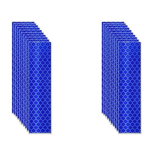 Non Fading Blue Reflective Stickers 1 inch X 4 inch, Outdoor Waterproof High Visibility Warning Safety Adhesive Reflector Tape (20 Pcs)