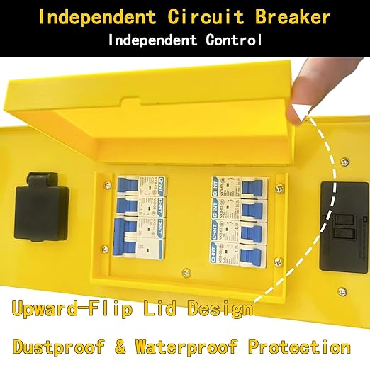 Power Distribution Box,50-Amp,125/250V,Temporary Power Box,Ideal for Temporary Power Needs